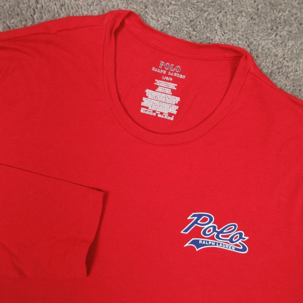 Polo Ralph Lauren Shirt‎ Mens Large Red Long Sleeve Script Logo Performance Flex